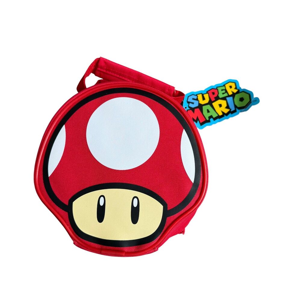 NWT Mario Mushroom Lunchbox Tote Super Mario Nintendo Toad Red White
